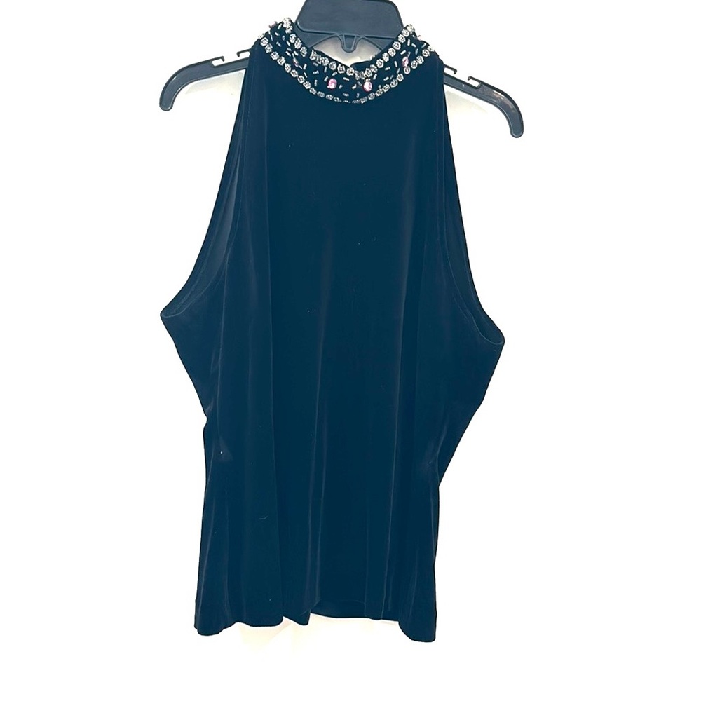 Y2K Jessica Howard Size 8 Black Velvet Jeweled collar top